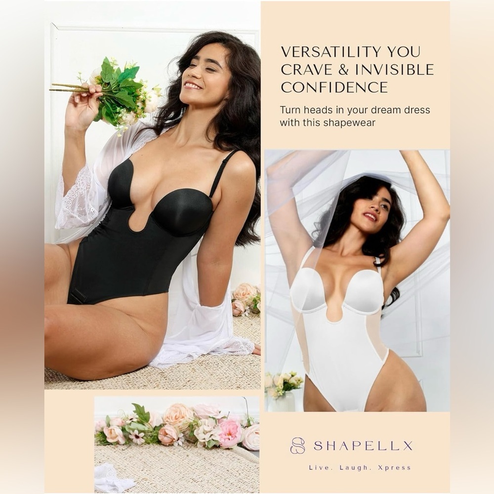 SHAPELLX Women’s Strapless Shapewear Bodysuit U Plunge Corset Tummy Control - Picture 2 of 8
